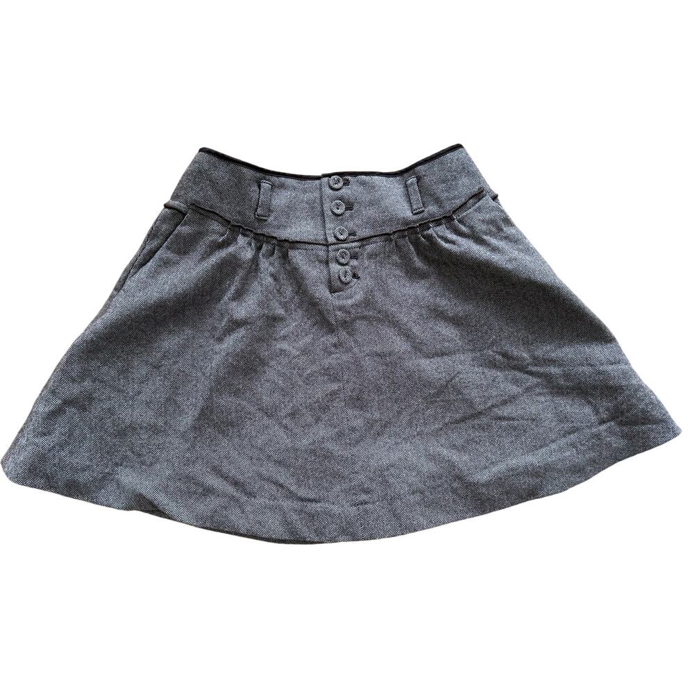 Vintage Y2K Banana Republic Brown Herringbone Tweed Micro Mini Skirt Whimsygoth